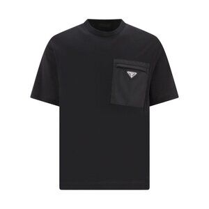 Prada Crew-Neck T-Shirt In Jersey And Re-Nylon Tag Size M Men
